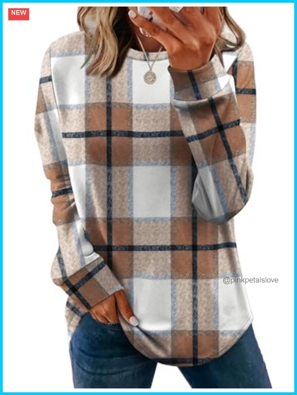 WIHOLL Women's Crewneck Long Sleeve Sweatshirt Loose Fit Tunic